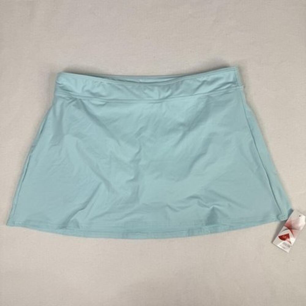 Lands' End Swim Skirt Womens 16 Blue Solid Built In Brief Lined Stretch Swimwear